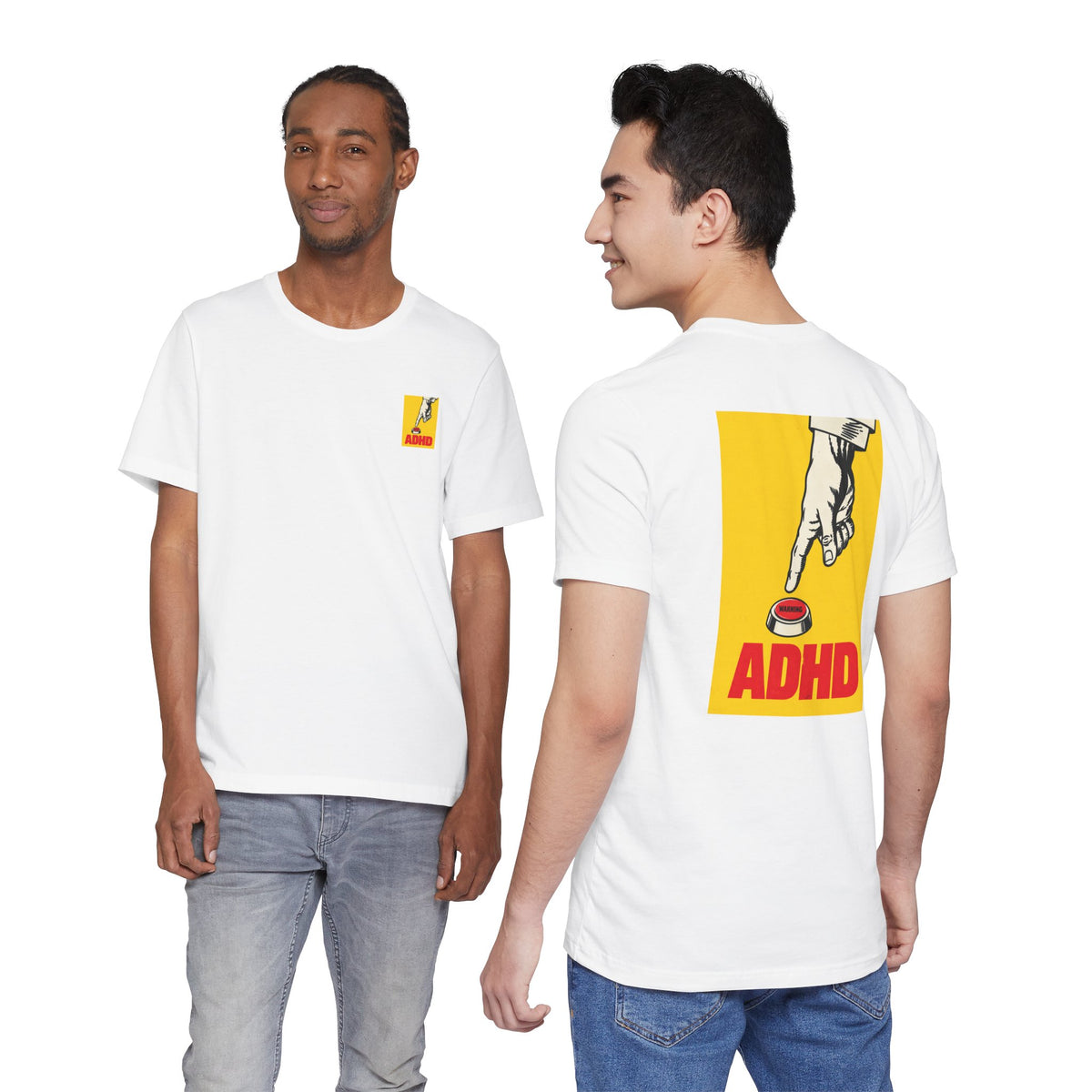 Adult Unisex ADHD Hand Pressing Button Graphic T-Shirt