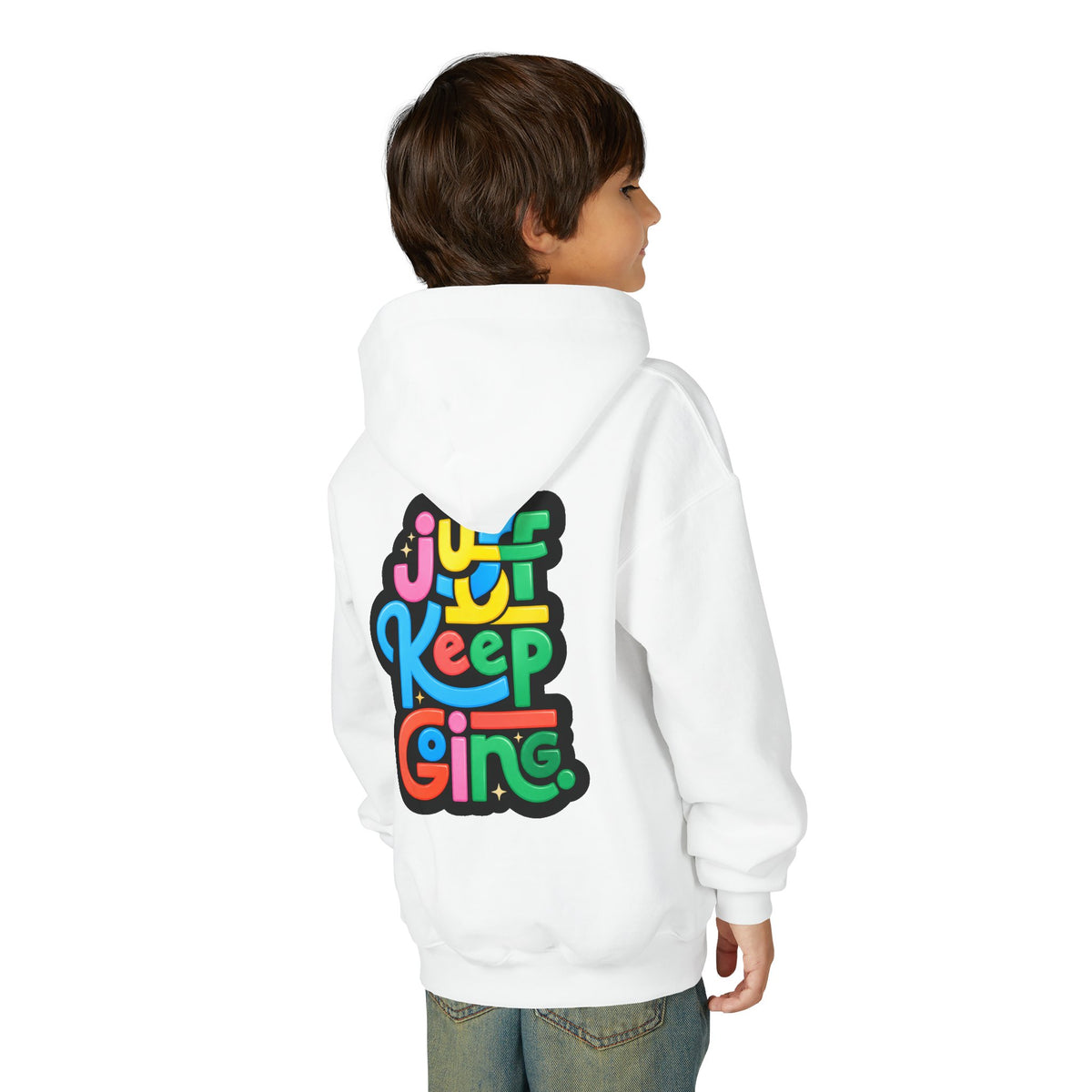 Youth "Just Keep Going" Motivational Text Hoodie