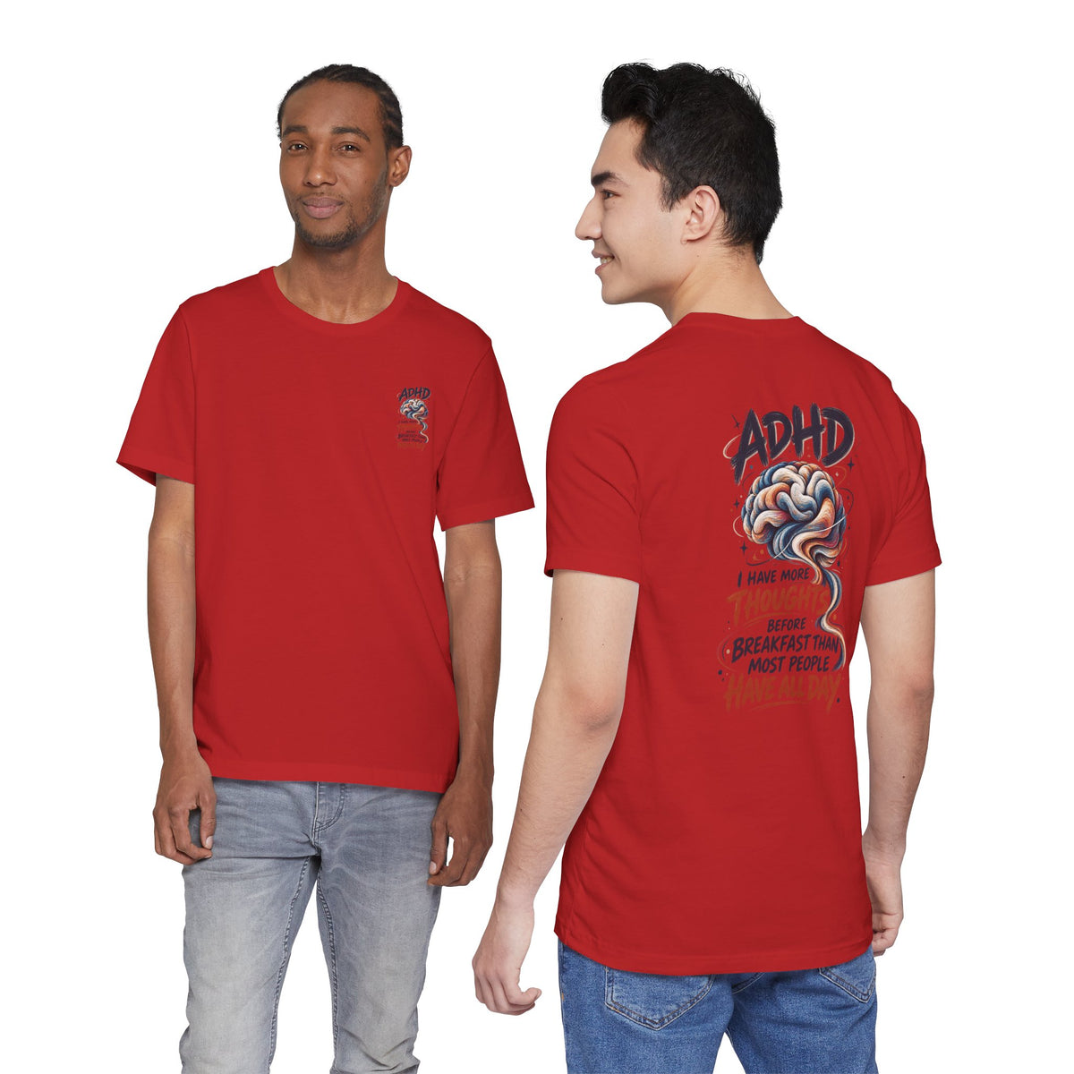 Adult Unisex ADHD Brain T-Shirt, Funny Neurodivergent Typography