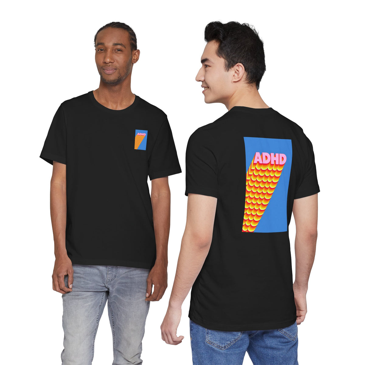 Adult Unisex ADHD Graphic T-Shirt, Colorful Neurodiversity Design
