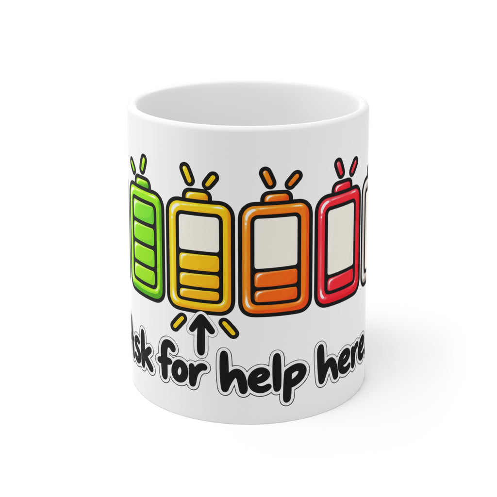 Colorful Battery Icons Ask for Help Mug
