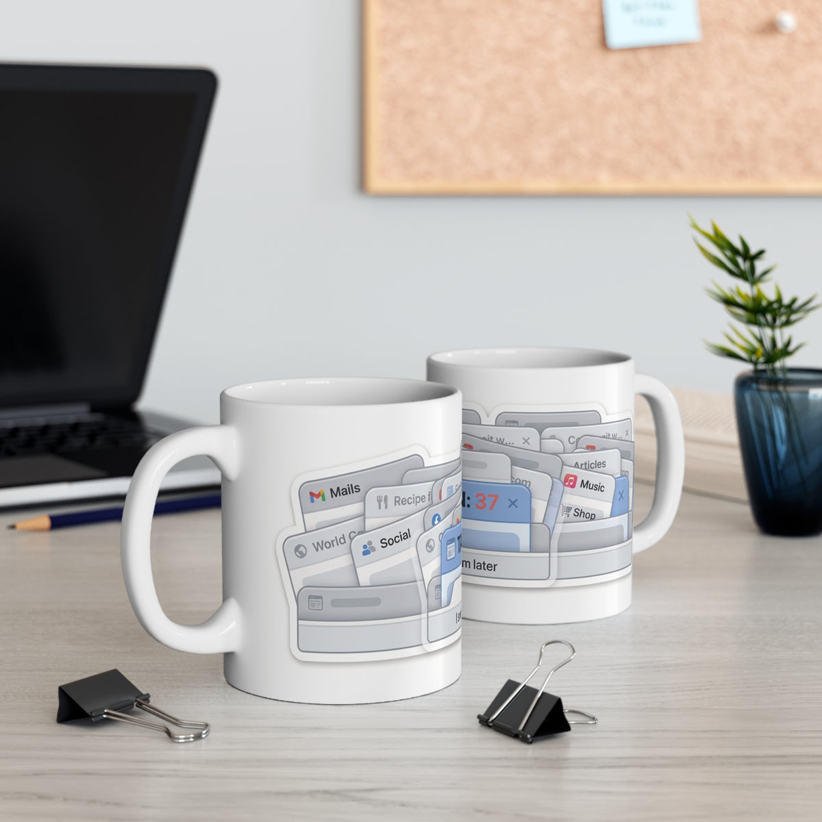 Funny Browser Tabs Open 37 Mug, Internet User Coffee Cup