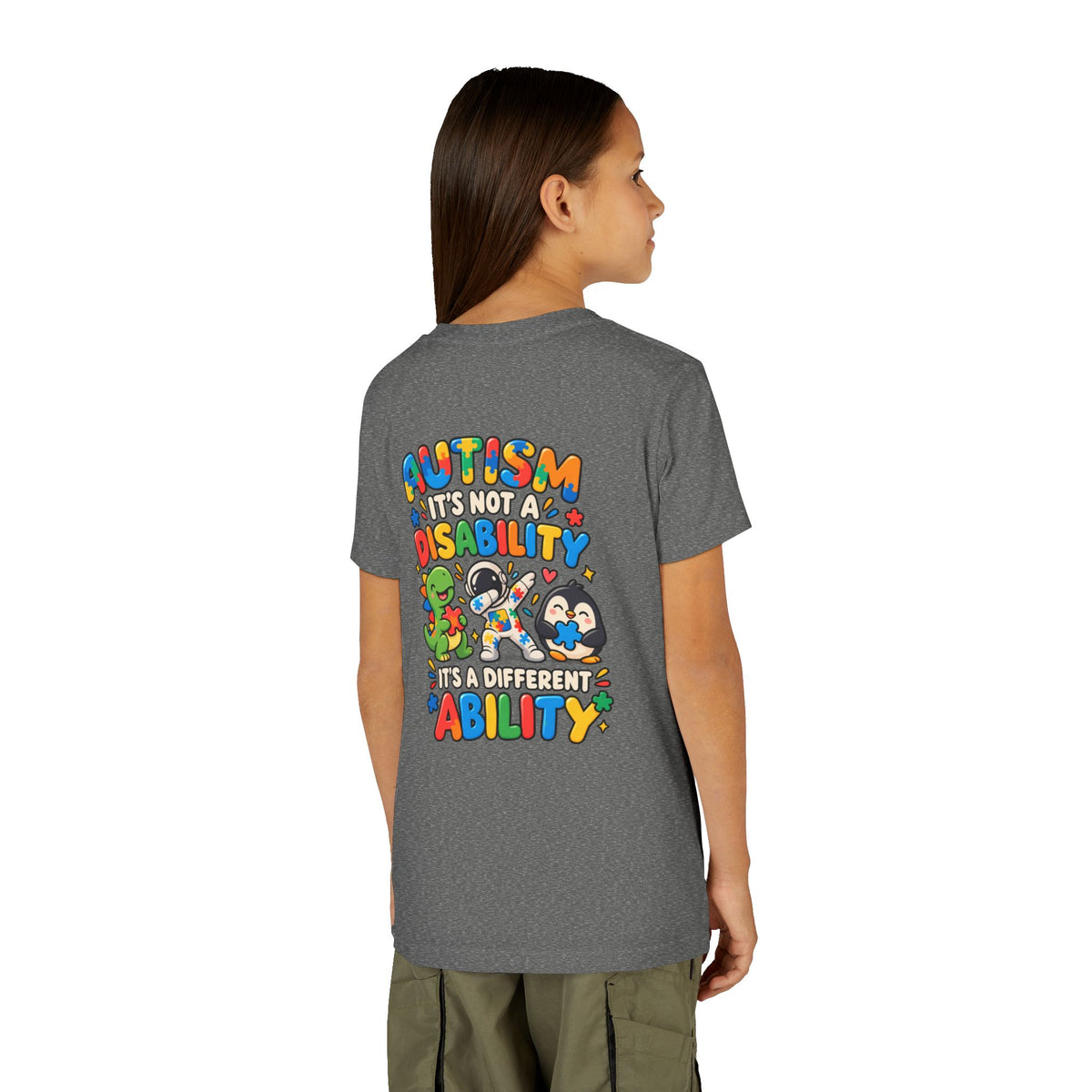 Youth Unisex "Autism It’s Not a Disability It’s a Different Ability" Short Sleeve Tee