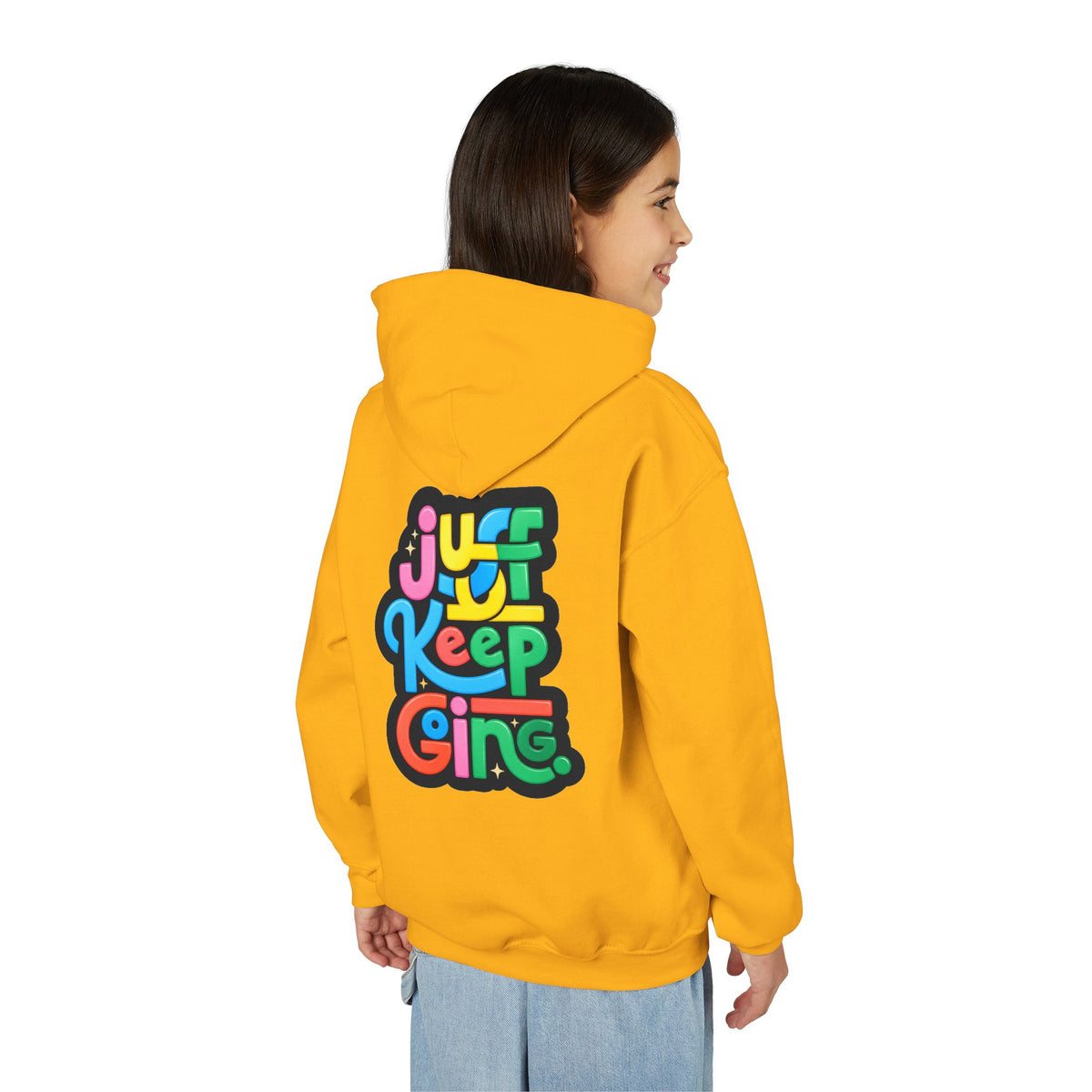 Youth "Just Keep Going" Motivational Text Hoodie