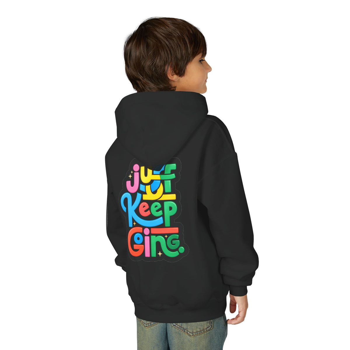 Youth "Just Keep Going" Motivational Text Hoodie