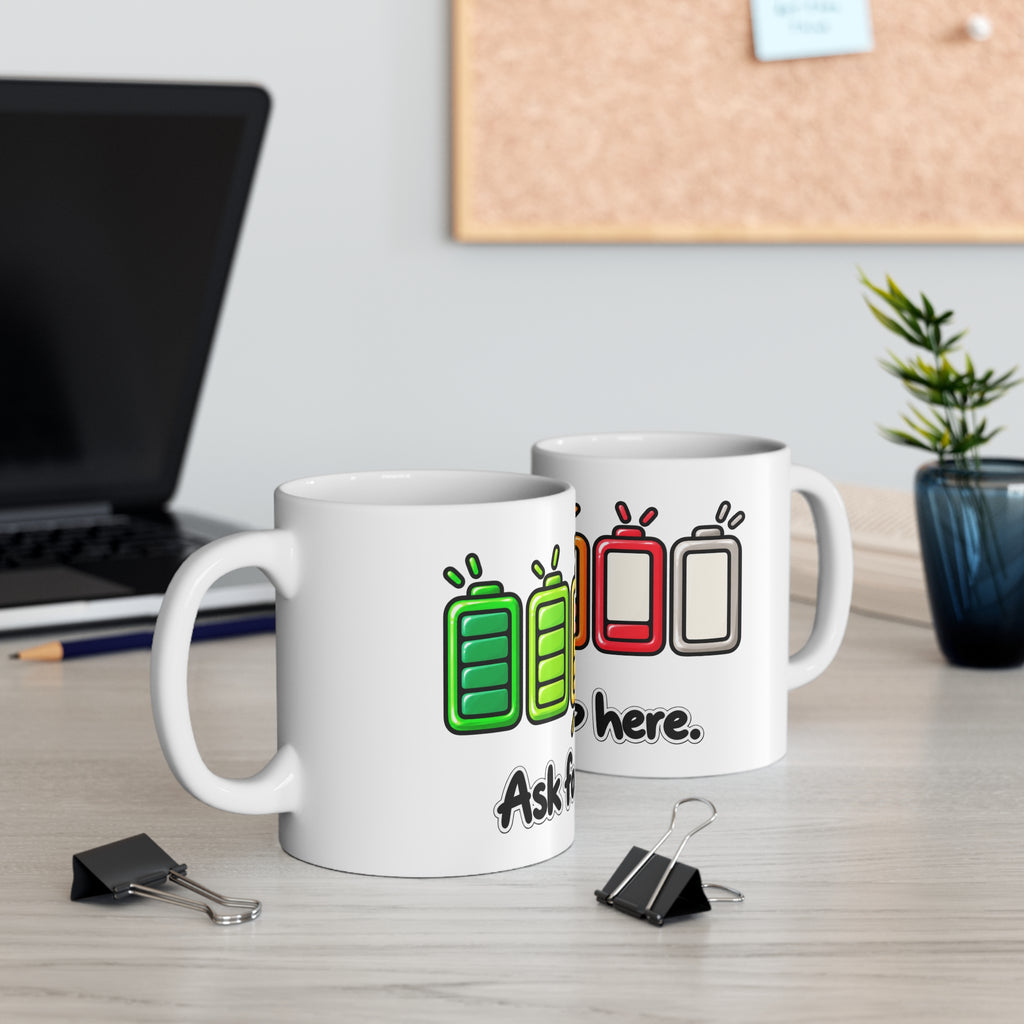 Colorful Battery Icons Ask for Help Mug