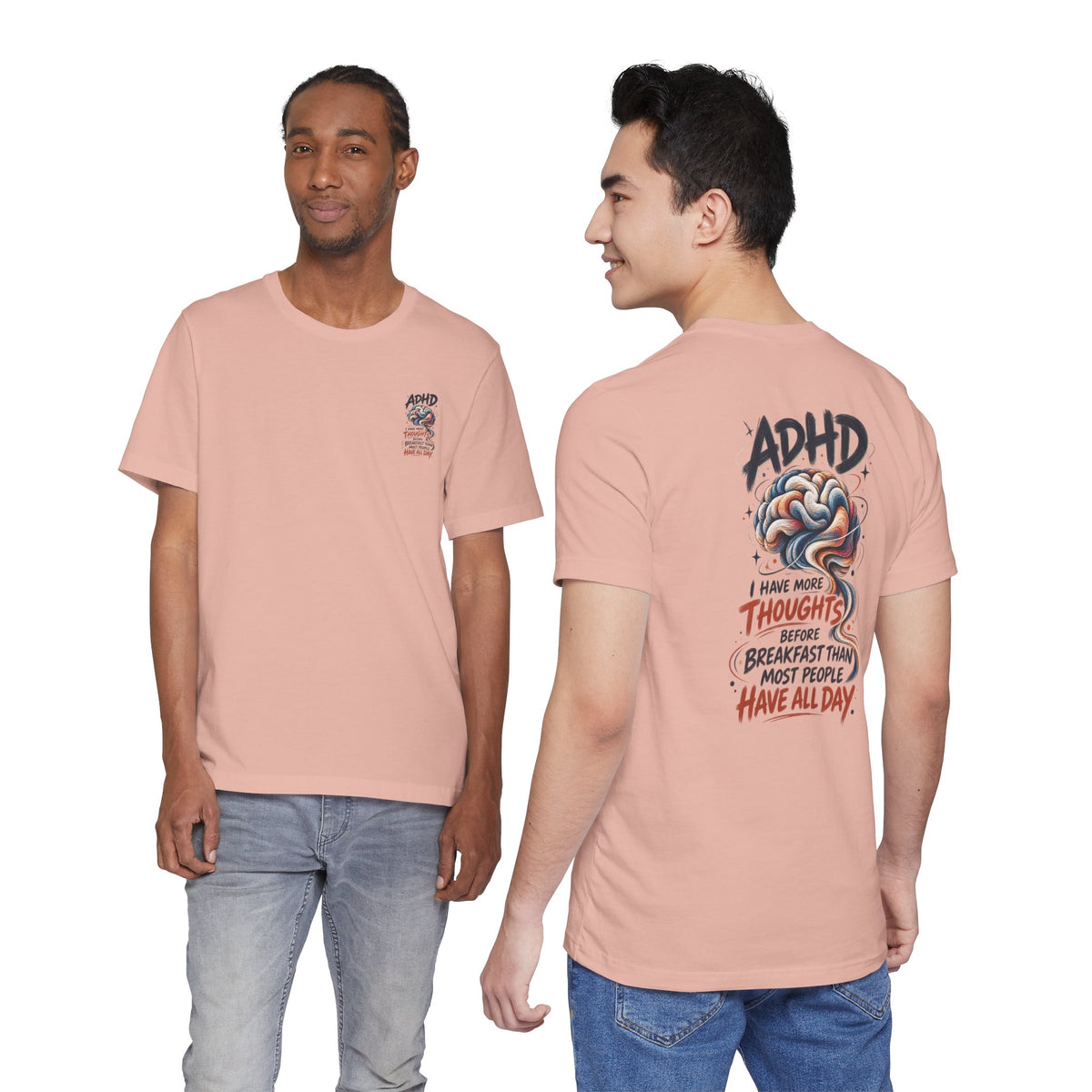 Adult Unisex ADHD Brain T-Shirt, Funny Neurodivergent Typography