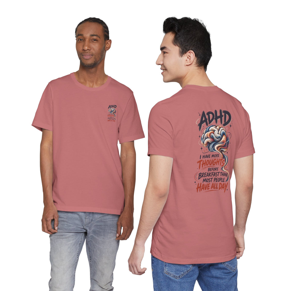 Adult Unisex ADHD Brain T-Shirt, Funny Neurodivergent Typography