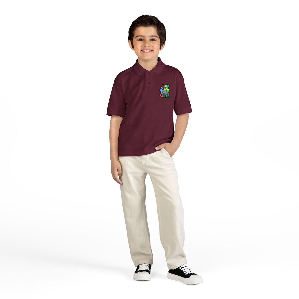 Youth Unisex "Just Keep Going" Colourful Jersey Polo