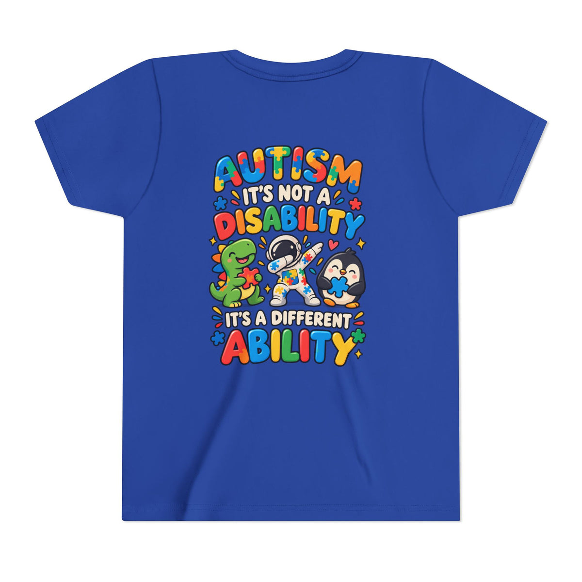 Youth Unisex "Autism It’s Not a Disability It’s a Different Ability" Short Sleeve Tee