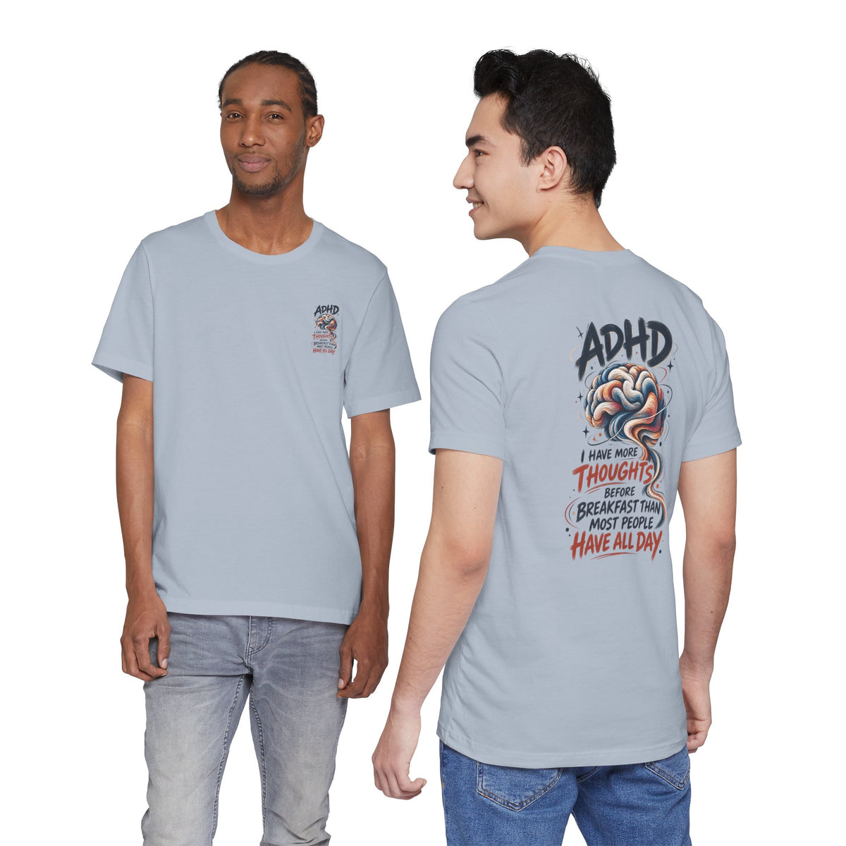 Adult Unisex ADHD Brain T-Shirt, Funny Neurodivergent Typography