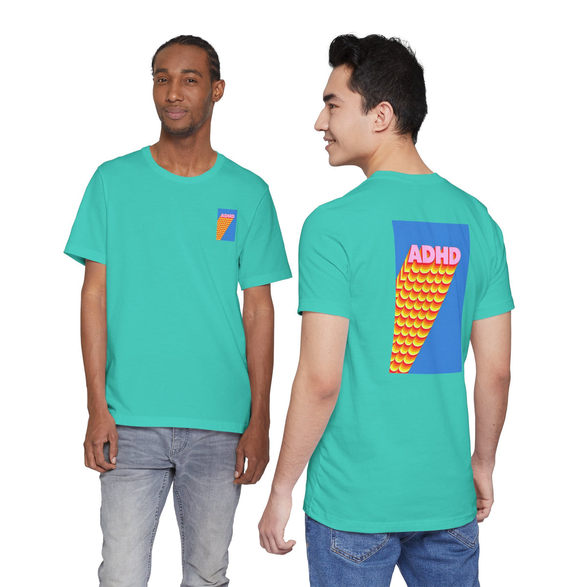Adult Unisex ADHD Graphic T-Shirt, Colorful Neurodiversity Design