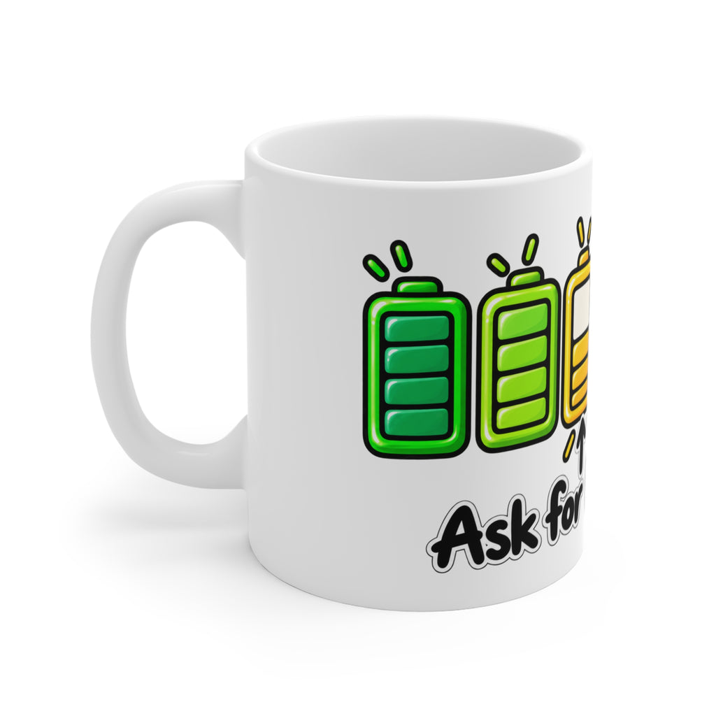 Colorful Battery Icons Ask for Help Mug