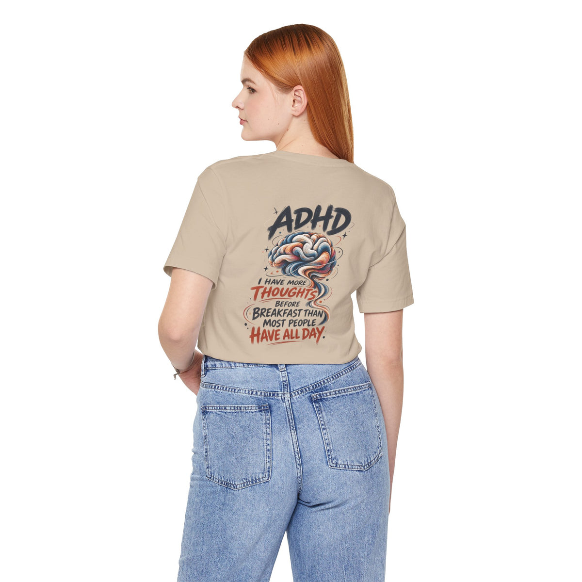 Adult Unisex ADHD Brain T-Shirt, Funny Neurodivergent Typography