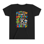 Youth Unisex "Autism It’s Not a Disability It’s a Different Ability" Short Sleeve Tee