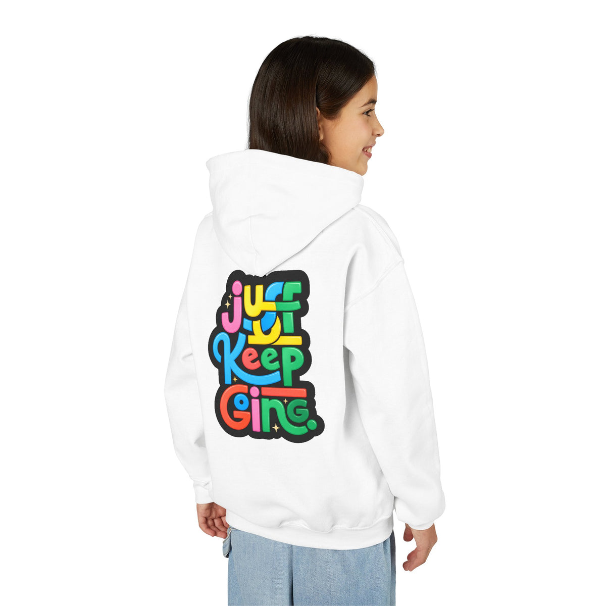 Youth "Just Keep Going" Motivational Text Hoodie