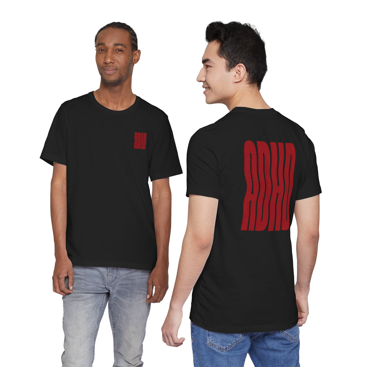 Adult Unisex abstract "ADHD' Wavy Letter Graphic T-Shirt