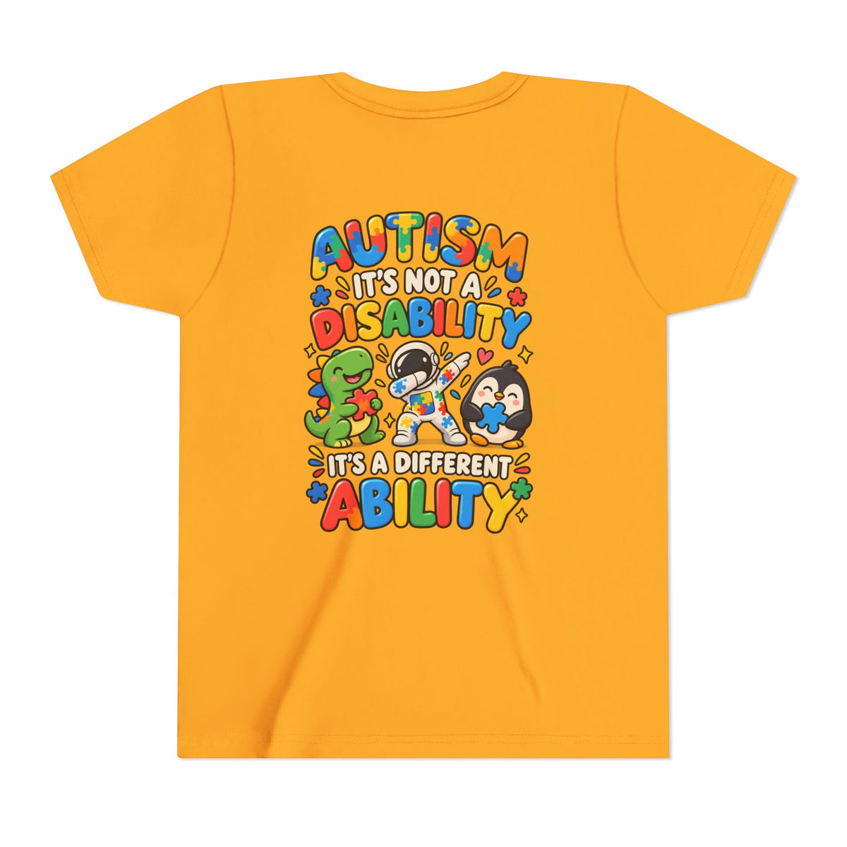 Youth Unisex "Autism It’s Not a Disability It’s a Different Ability" Short Sleeve Tee