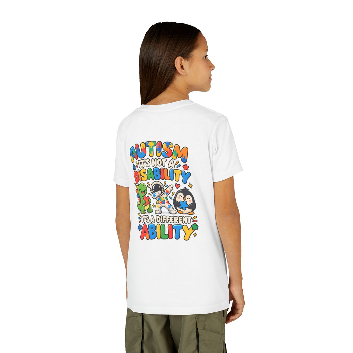 Youth Unisex "Autism It’s Not a Disability It’s a Different Ability" Short Sleeve Tee