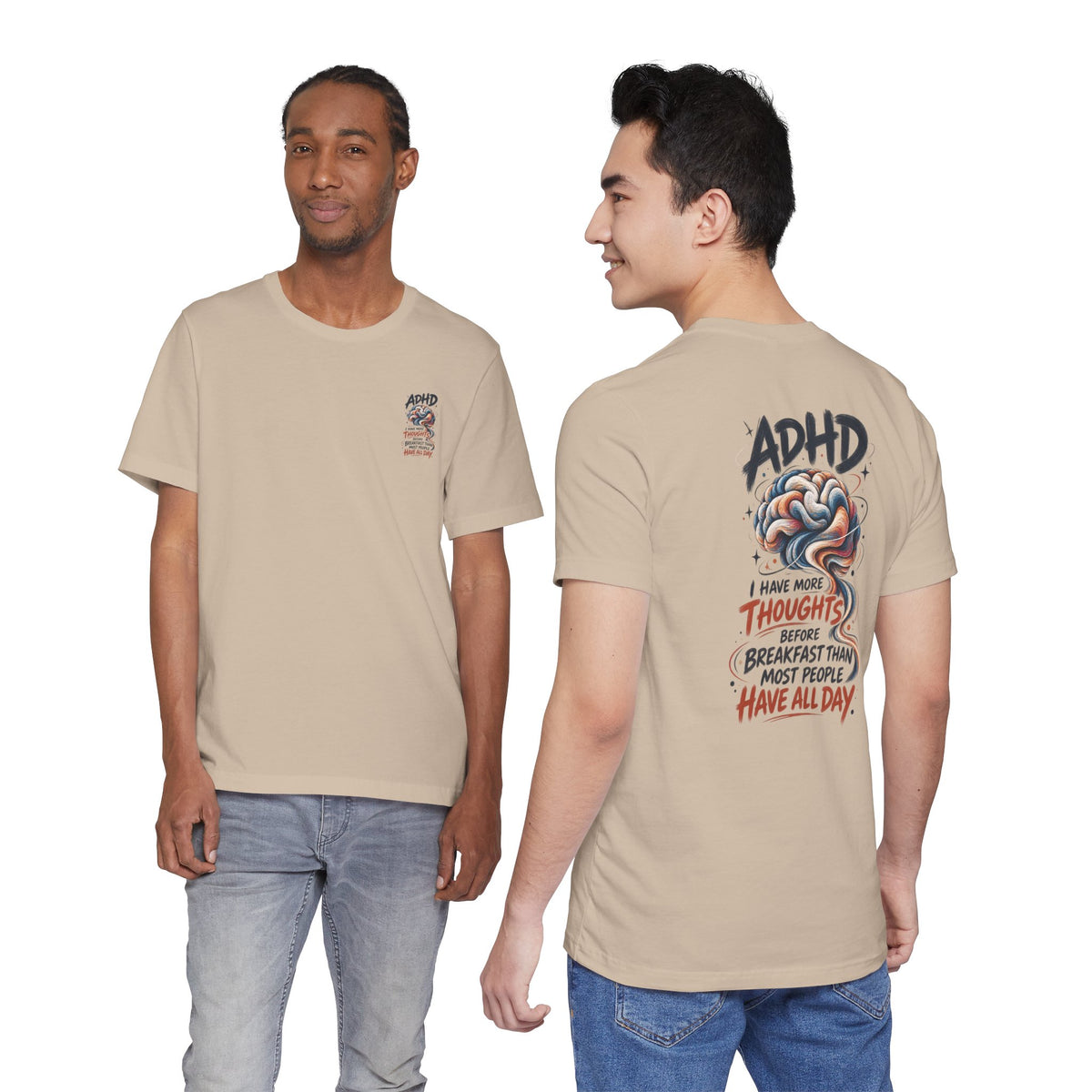 Adult Unisex ADHD Brain T-Shirt, Funny Neurodivergent Typography