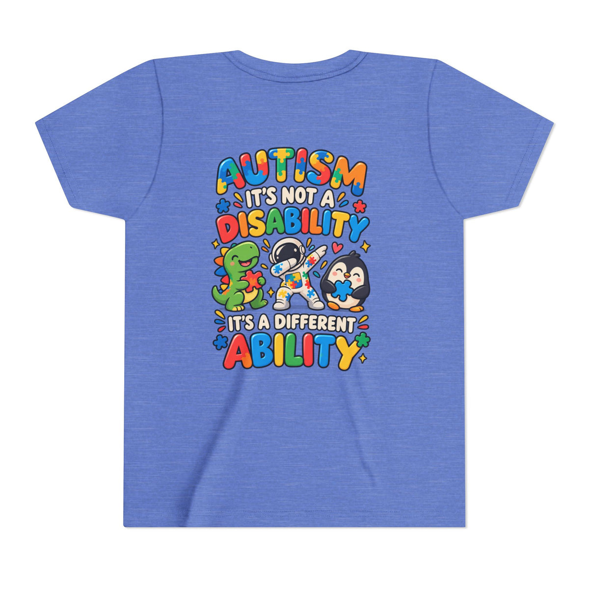 Youth Unisex "Autism It’s Not a Disability It’s a Different Ability" Short Sleeve Tee